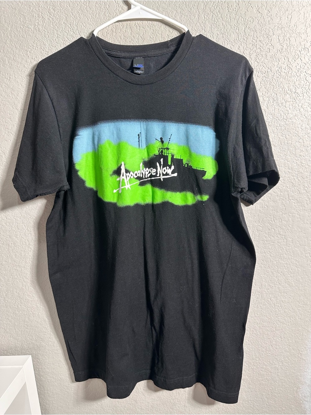 Tultex Black Short-Sleeve Tee with Green & Blue Graphic